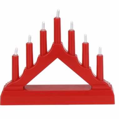 Rode led kaarsenbrug warm wit 7 lampjes