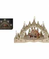 Houten kaarsenbrug met dorpje 35 cm